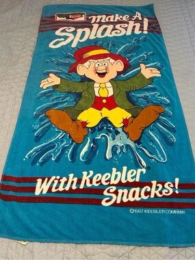 Keebler Elf Make A Splash Keebler Snacks Vintage 1987 Beach Towel Like New